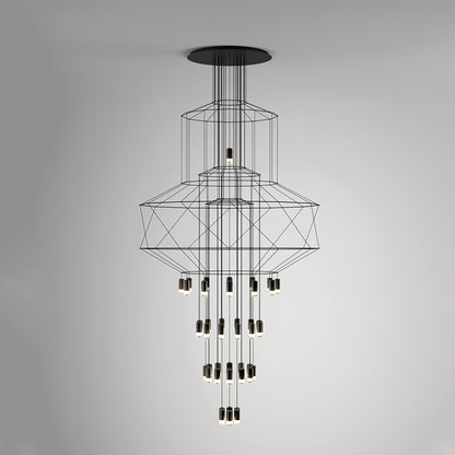 Elegant Lattice Chandelier with Adjustable Height and Crystal Accents