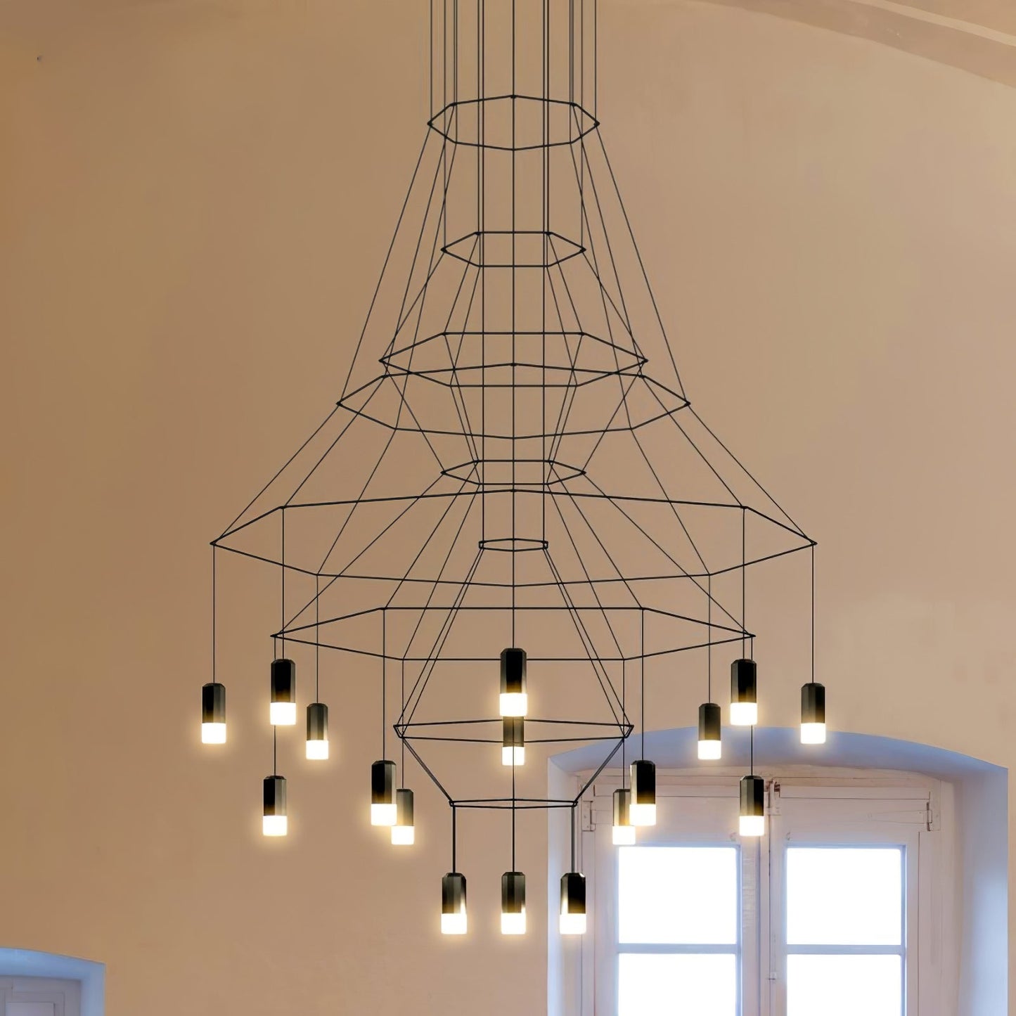 Elegant Lattice Chandelier with Adjustable Height and Crystal Accents