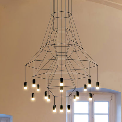 Elegant Lattice Chandelier with Adjustable Height and Crystal Accents