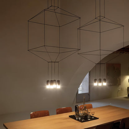 Elegant Lattice Chandelier with Adjustable Height and Crystal Accents