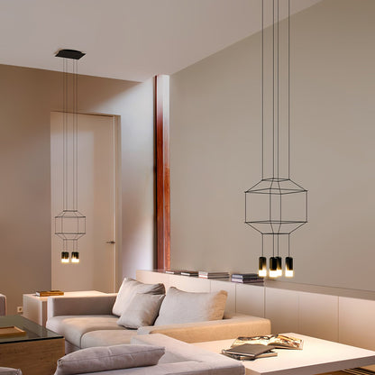 Elegant Lattice Chandelier with Adjustable Height and Crystal Accents