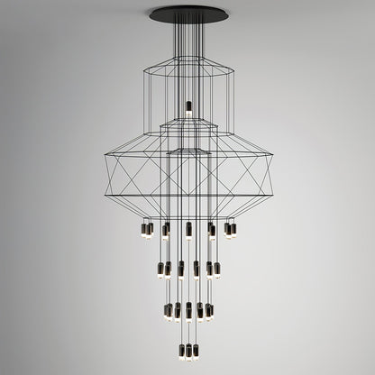 Elegant Lattice Chandelier with Adjustable Height and Crystal Accents