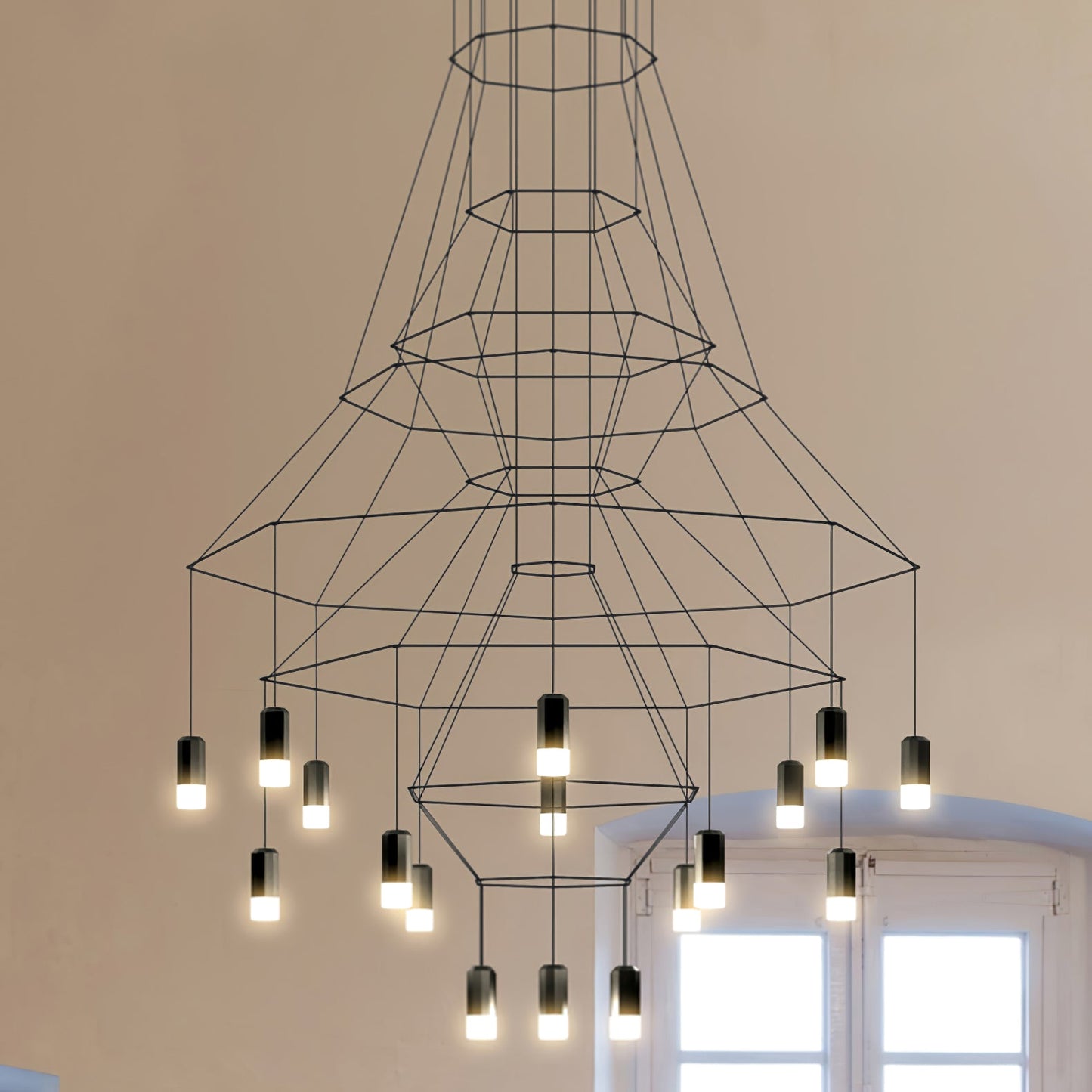 Elegant Lattice Chandelier with Adjustable Height and Crystal Accents