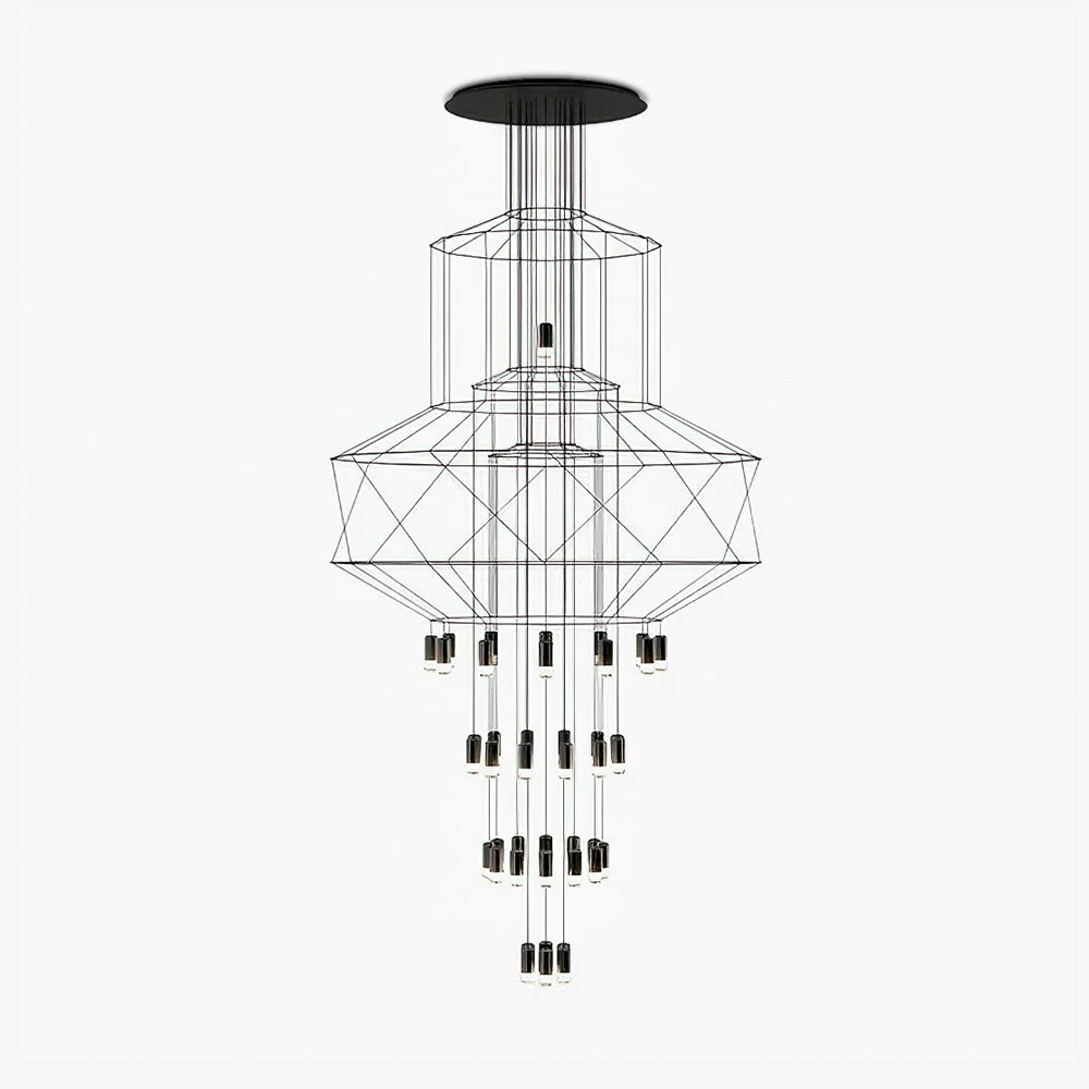 Elegant Lattice Chandelier with Adjustable Height and Crystal Accents