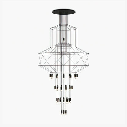 Elegant Lattice Chandelier with Adjustable Height and Crystal Accents