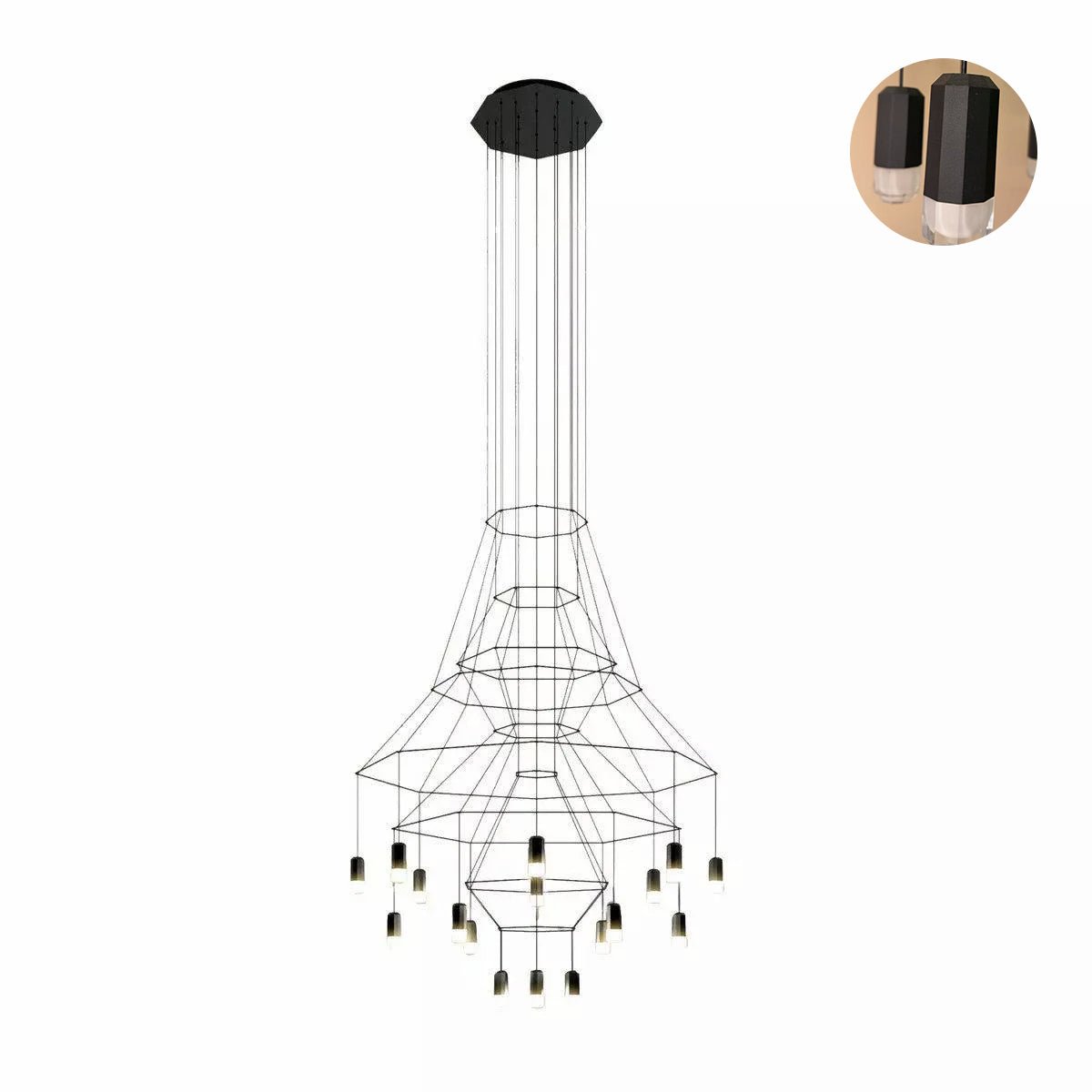 Elegant Lattice Chandelier with Adjustable Height and Crystal Accents