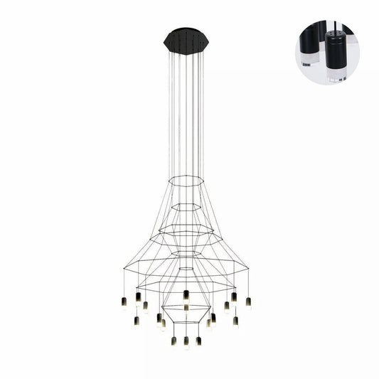 Elegant Lattice Chandelier with Adjustable Height and Crystal Accents