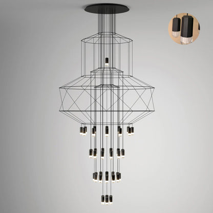 Elegant Lattice Chandelier with Adjustable Height and Crystal Accents