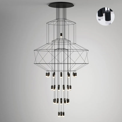 Elegant Lattice Chandelier with Adjustable Height and Crystal Accents
