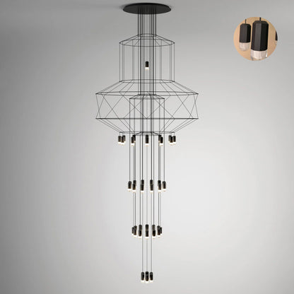 Elegant Lattice Chandelier with Adjustable Height and Crystal Accents