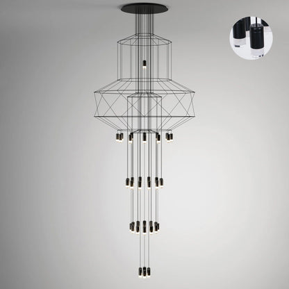 Elegant Lattice Chandelier with Adjustable Height and Crystal Accents