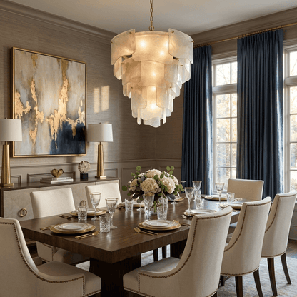 Liora Melted Glass Chandelier - Elegant Design with Adjustable Height