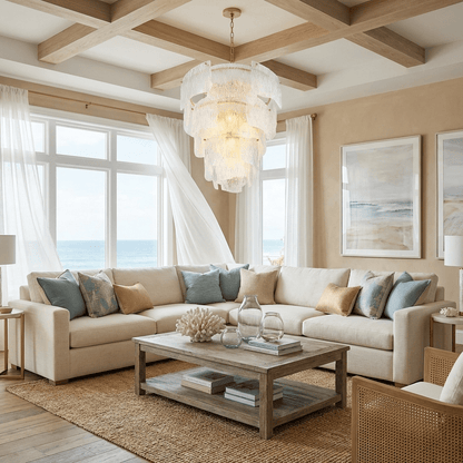 Liora Melted Glass Chandelier - Elegant Design with Adjustable Height