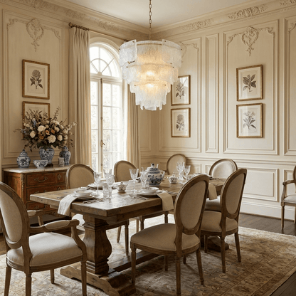 Liora Melted Glass Chandelier - Elegant Design with Adjustable Height