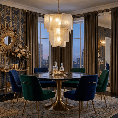 Liora Melted Glass Chandelier - Elegant Design with Adjustable Height
