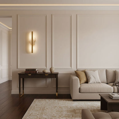 Modern Long Ellipse Alabaster Wall Sconce with Adjustable Light Direct