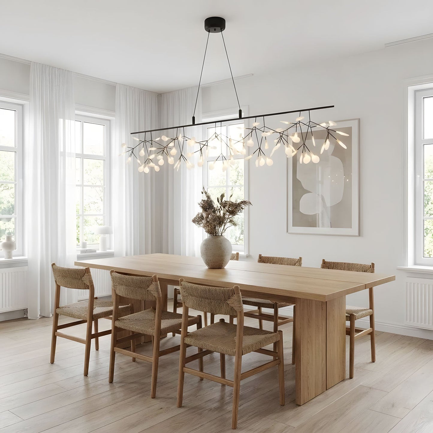 Elegant Long Firefly LED Chandelier - Dimmable & Energy Efficient