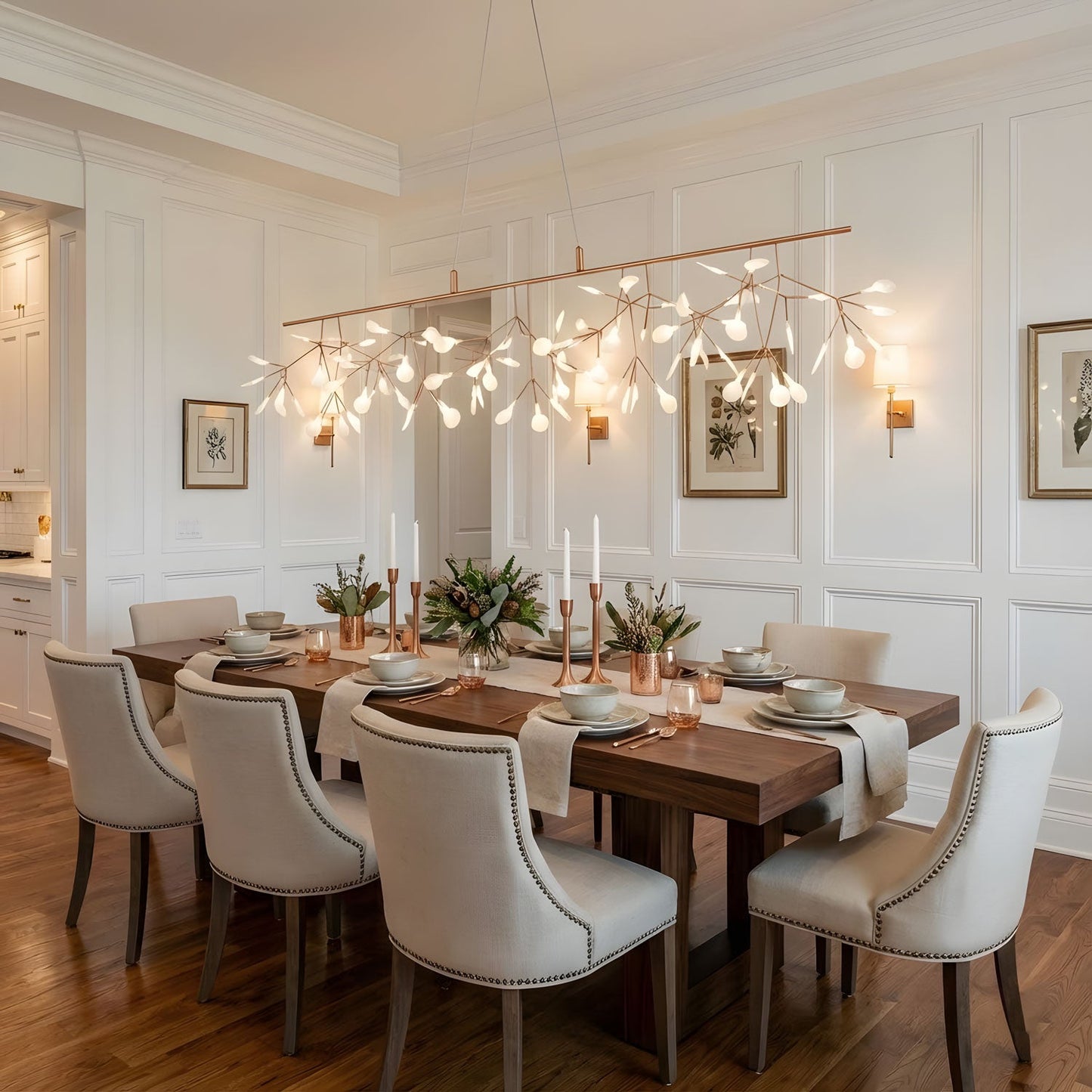 Elegant Long Firefly LED Chandelier - Dimmable & Energy Efficient