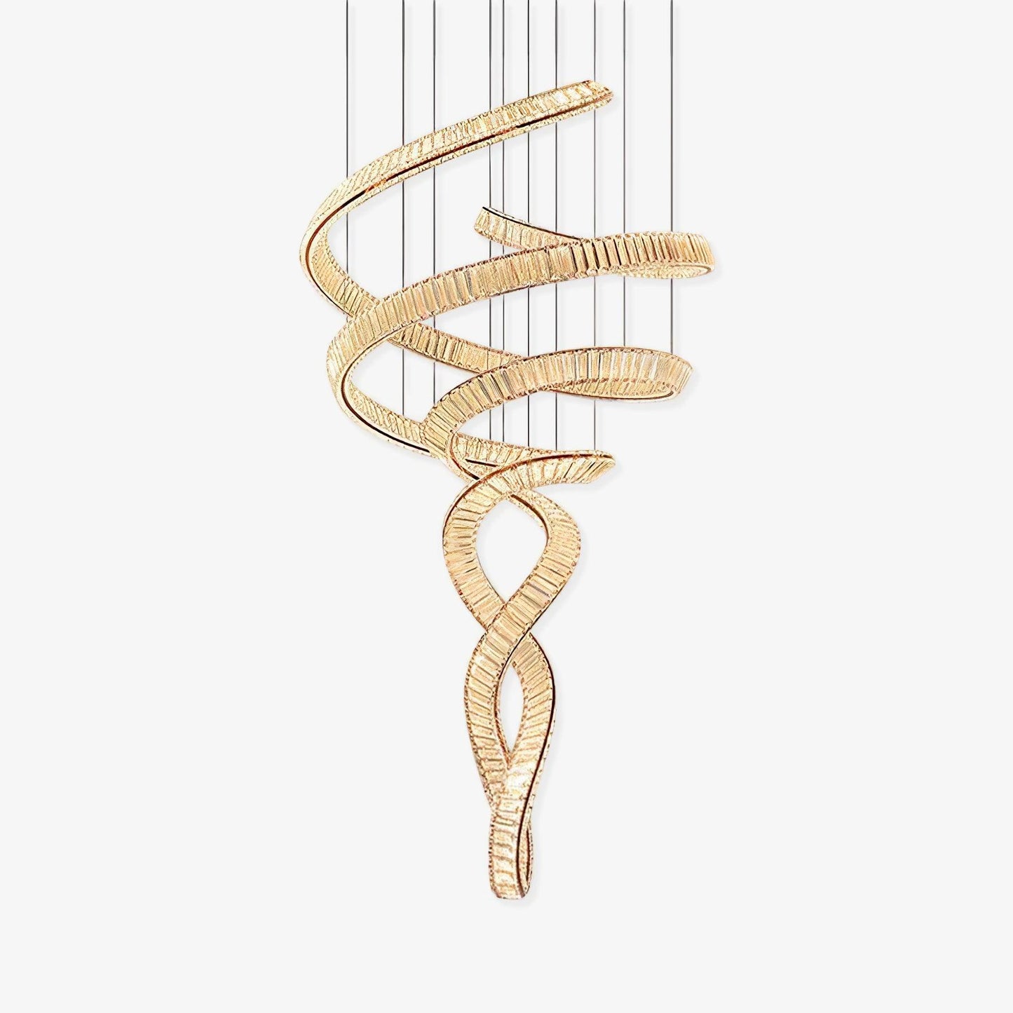 Elegant Long Spiral Crystal Chandelier with Adjustable Height & LED Li