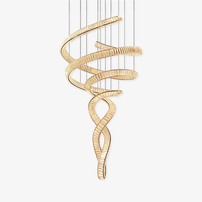 Elegant Long Spiral Crystal Chandelier with Adjustable Height & LED Li