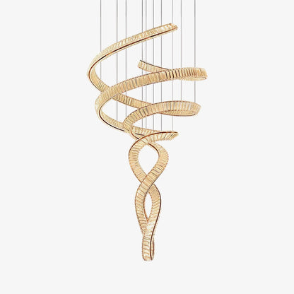 Elegant Long Spiral Crystal Chandelier with Adjustable Height & LED Li
