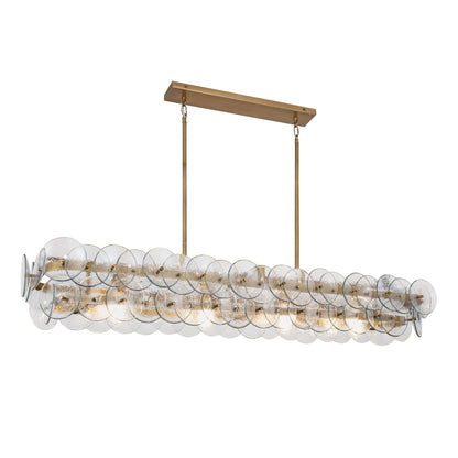 Pressed Glass Disc Linear Chandelier with Adjustable Height & LED Comp