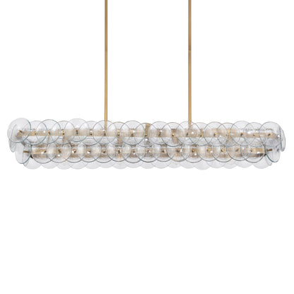 Pressed Glass Disc Linear Chandelier with Adjustable Height & LED Comp