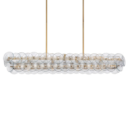 Pressed Glass Disc Linear Chandelier with Adjustable Height & LED Comp
