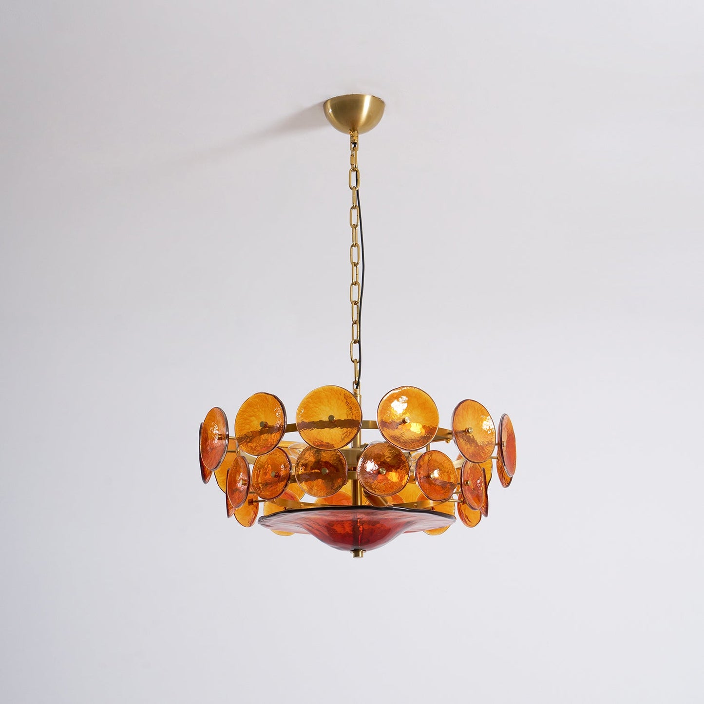 Solaris Disc Glass Chandelier - Modern Design, Adjustable Height, LED