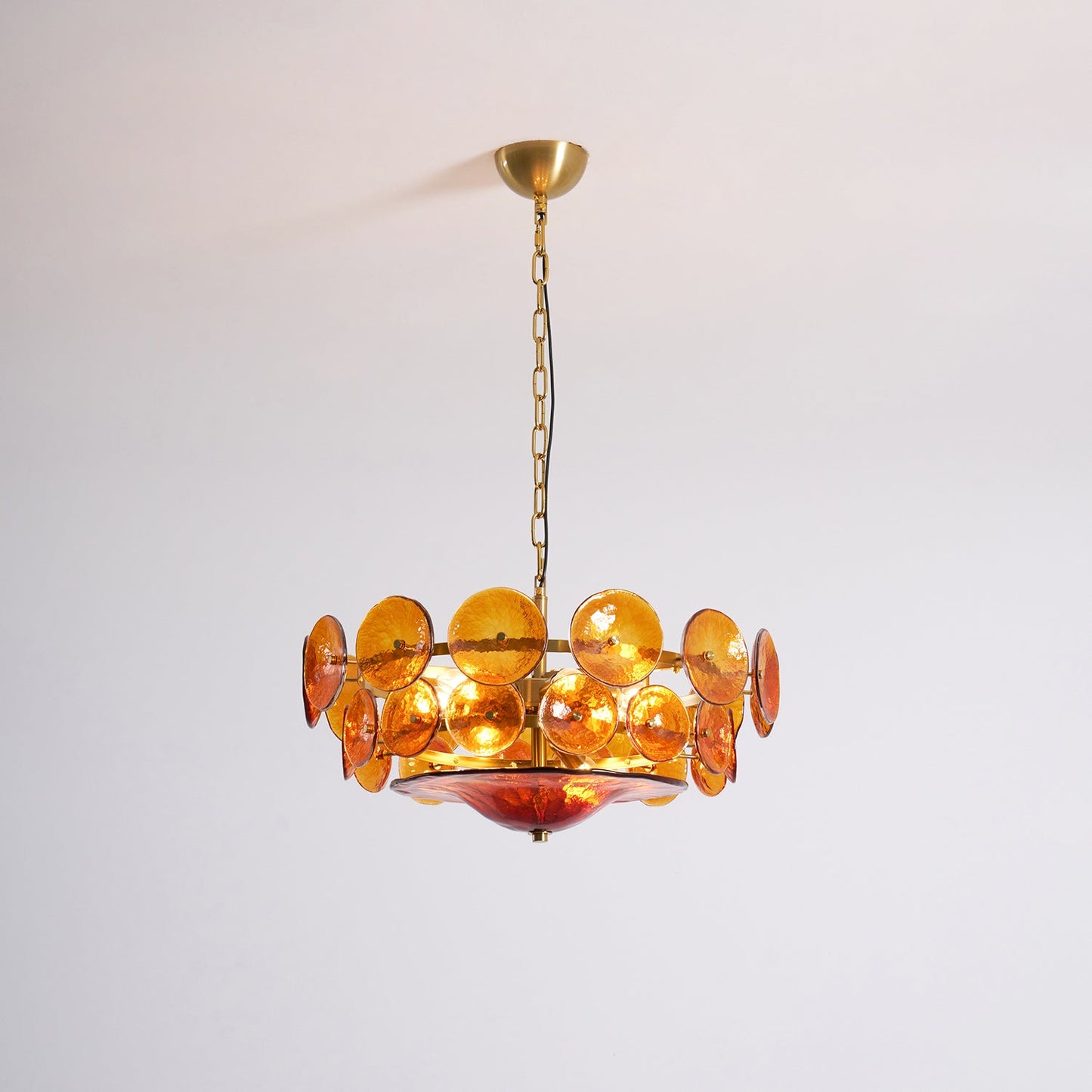 Solaris Disc Glass Chandelier - Modern Design, Adjustable Height, LED