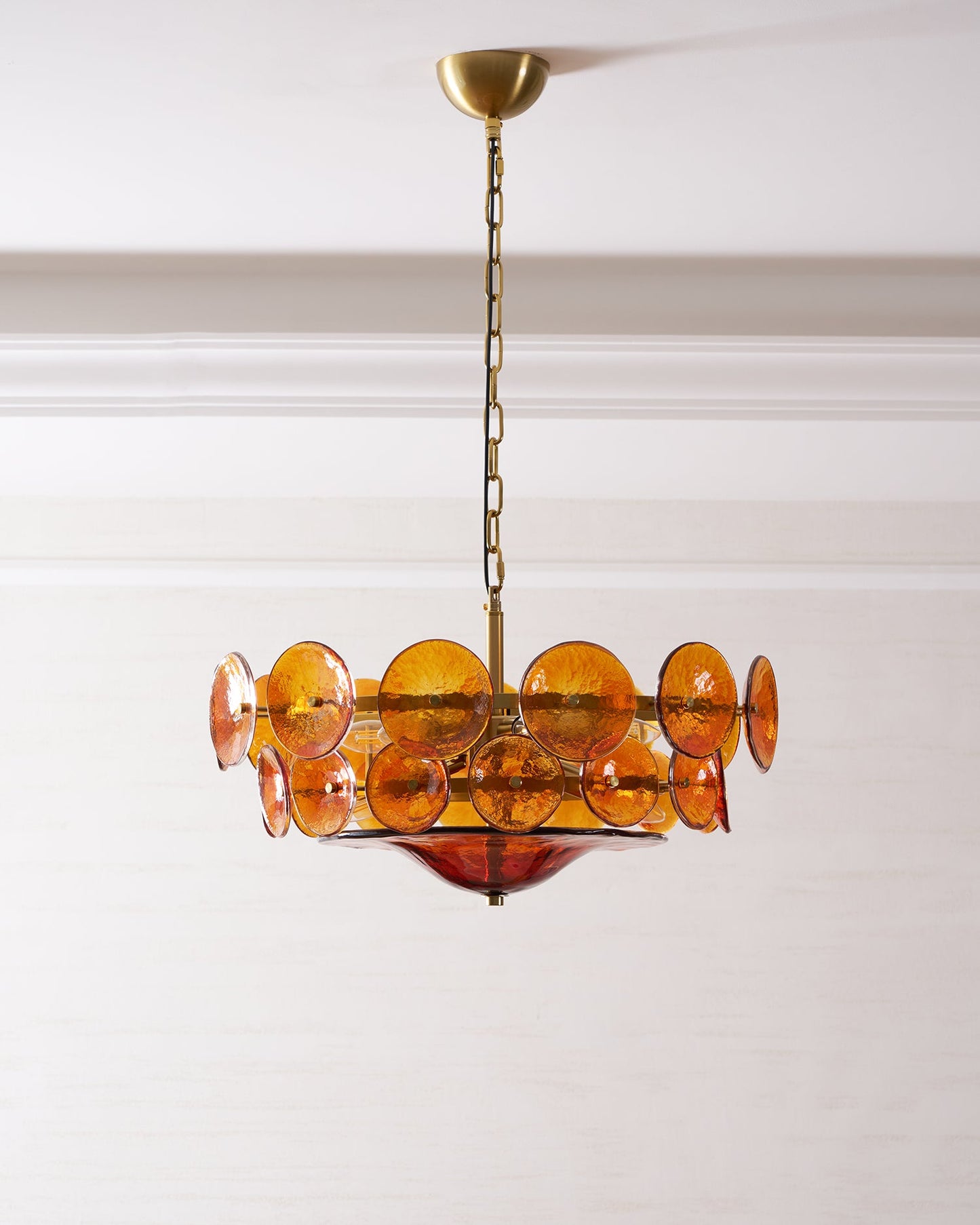 Solaris Disc Glass Chandelier - Modern Design, Adjustable Height, LED