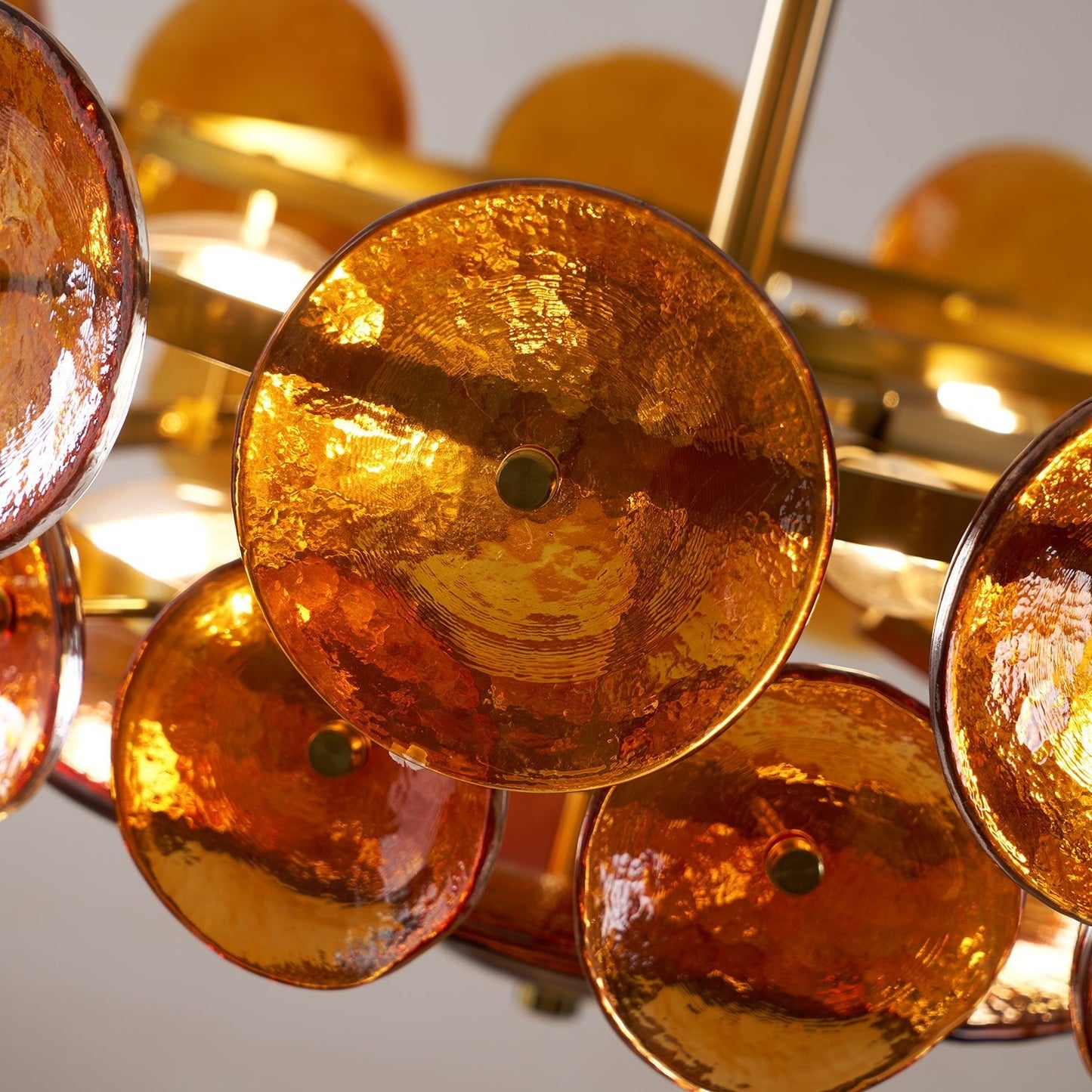 Solaris Disc Glass Chandelier - Modern Design, Adjustable Height, LED
