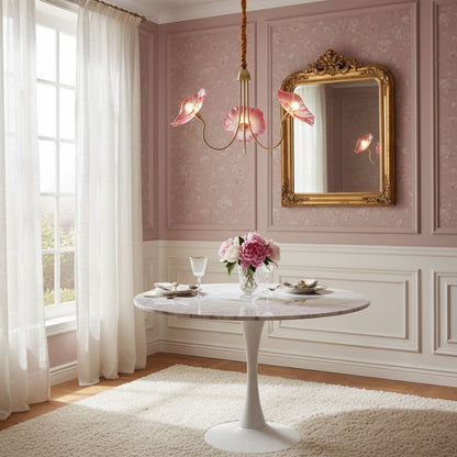 Lotus Leaf Glass Chandelier - Elegant Design with Adjustable Height
