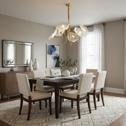 Lotus Leaf Glass Chandelier - Elegant Design with Adjustable Height