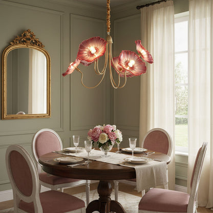 Lotus Leaf Glass Chandelier - Elegant Design with Adjustable Height