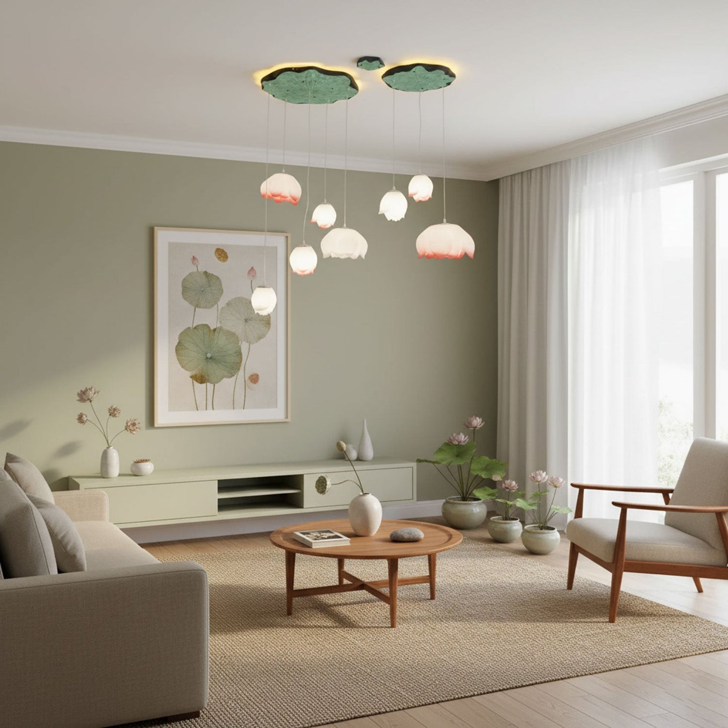 Elegant Lotus Chandelier - Adjustable Brightness & Energy Efficient De