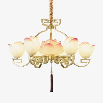 Lotus Bloom Chandelier - Elegant Design with Adjustable Height & LED L