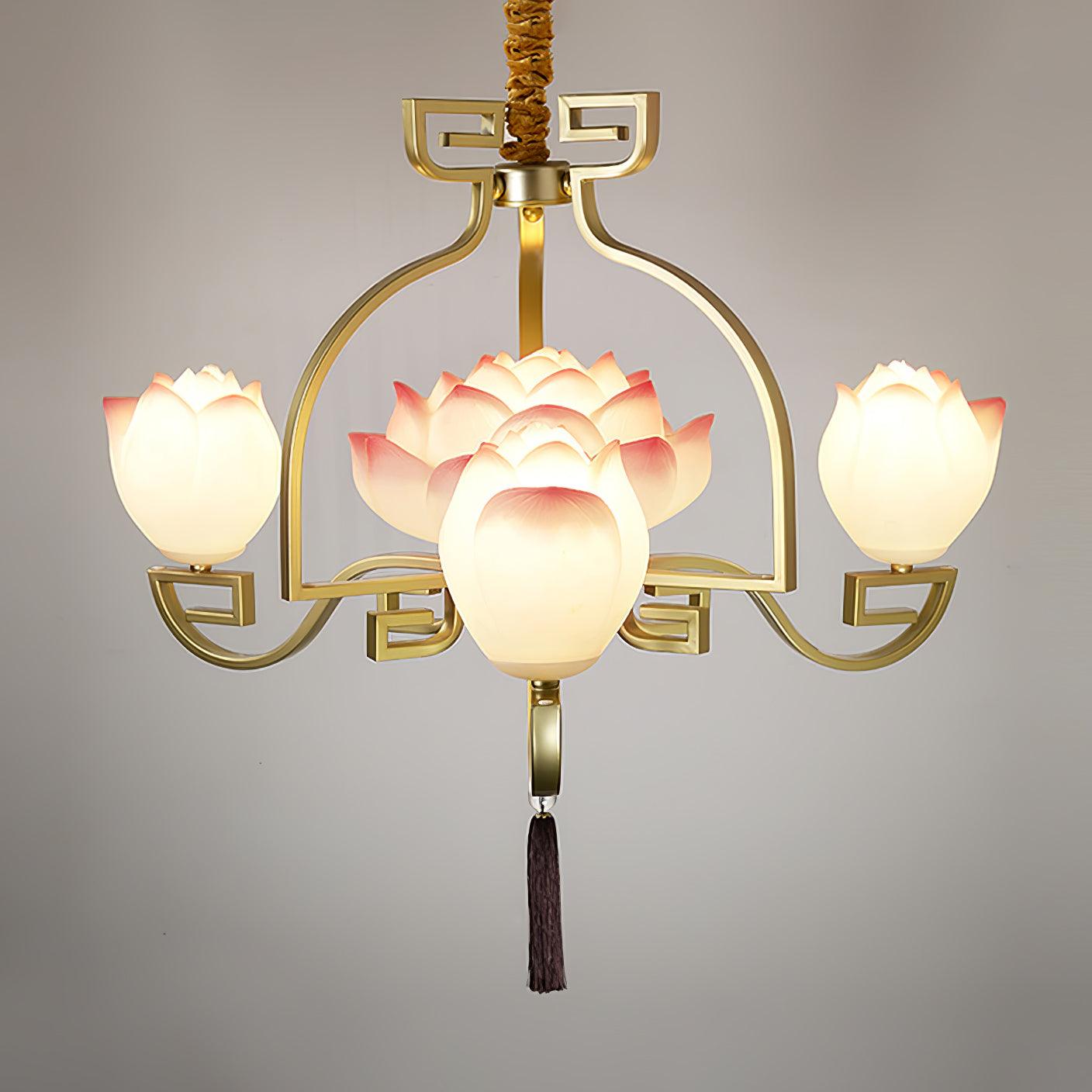 Lotus Bloom Chandelier - Elegant Design with Adjustable Height & LED L