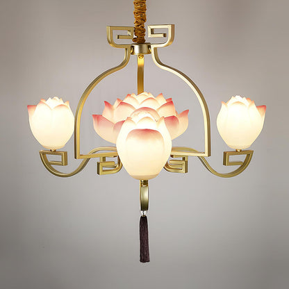 Lotus Bloom Chandelier - Elegant Design with Adjustable Height & LED L