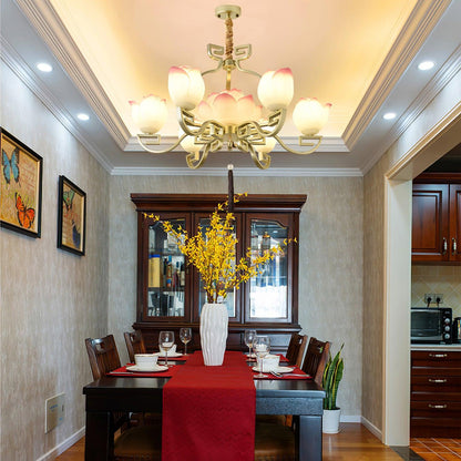 Lotus Bloom Chandelier - Elegant Design with Adjustable Height & LED L