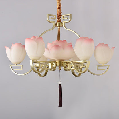 Lotus Bloom Chandelier - Elegant Design with Adjustable Height & LED L