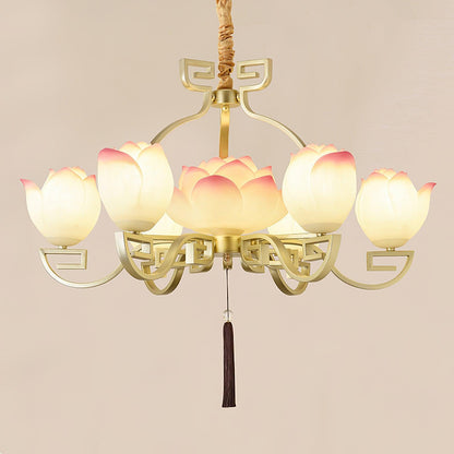 Lotus Bloom Chandelier - Elegant Design with Adjustable Height & LED L