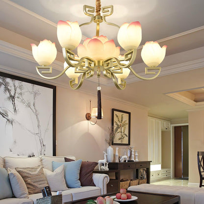 Lotus Bloom Chandelier - Elegant Design with Adjustable Height & LED L