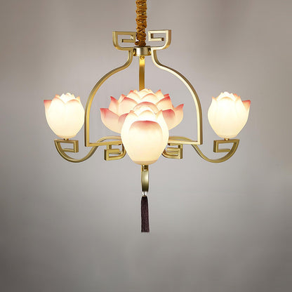 Lotus Bloom Chandelier - Elegant Design with Adjustable Height & LED L