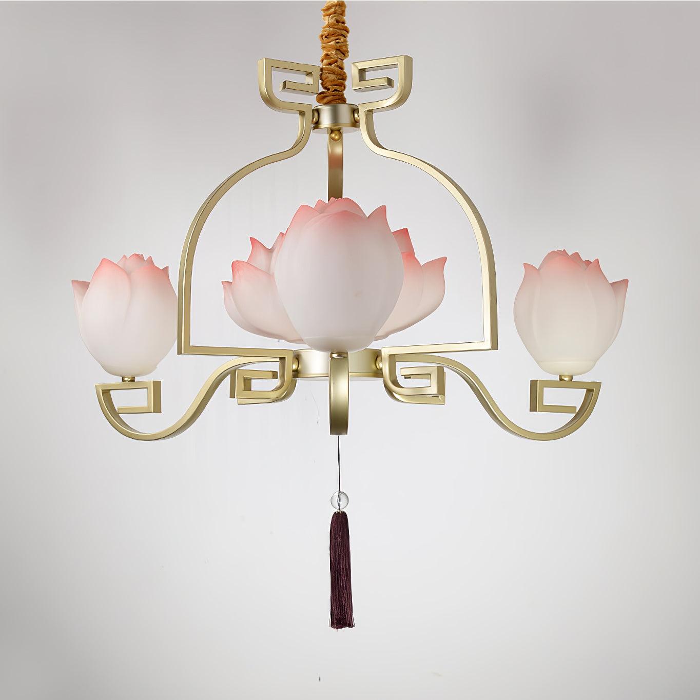 Lotus Bloom Chandelier - Elegant Design with Adjustable Height & LED L