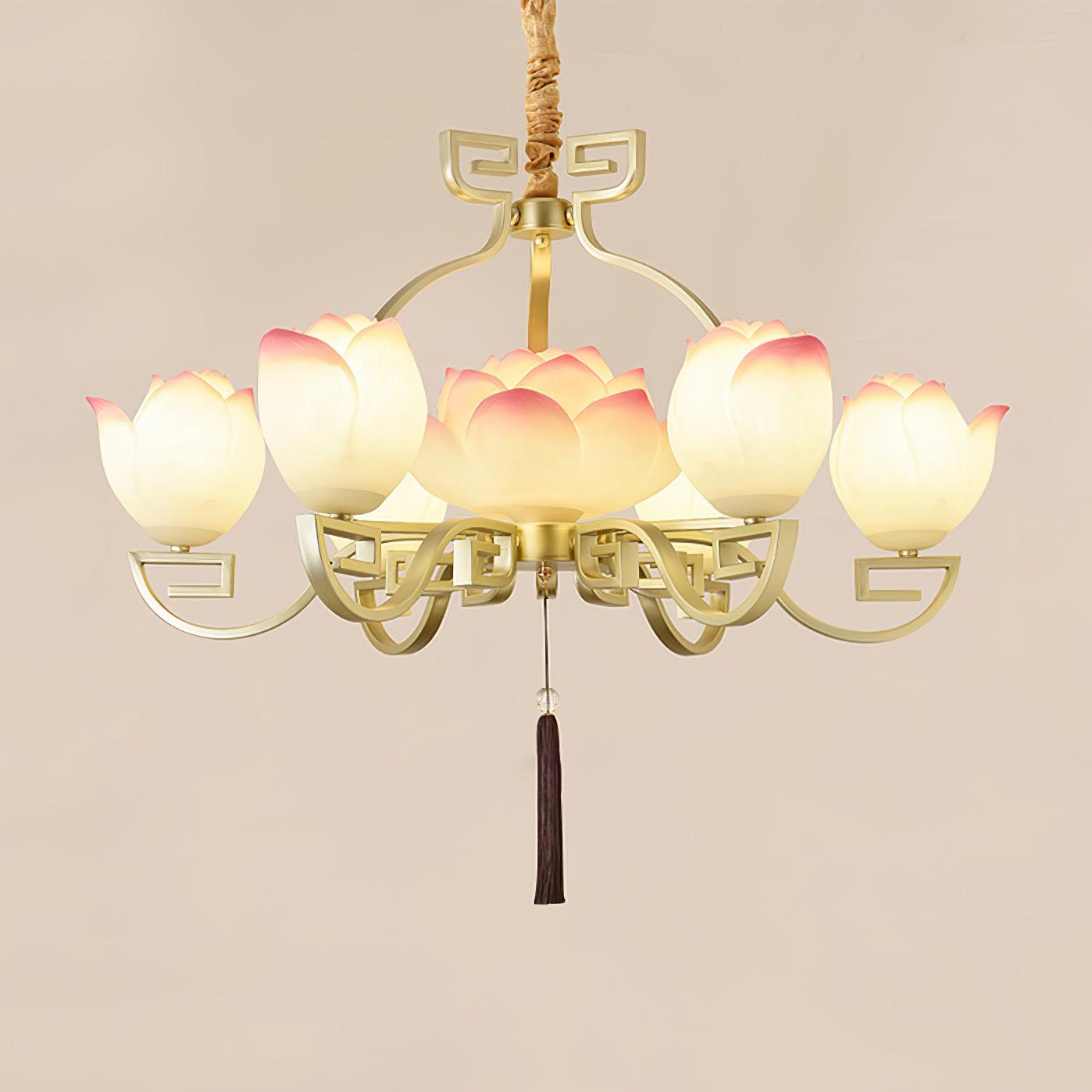Lotus Bloom Chandelier - Elegant Design with Adjustable Height & LED L