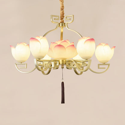 Lotus Bloom Chandelier - Elegant Design with Adjustable Height & LED L