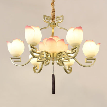 Lotus Bloom Chandelier - Elegant Design with Adjustable Height & LED L