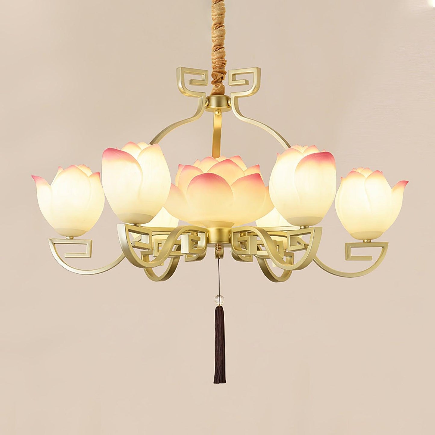 Lotus Bloom Chandelier - Elegant Design with Adjustable Height & LED L