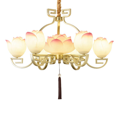Lotus Bloom Chandelier - Elegant Design with Adjustable Height & LED L